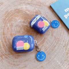 Estuche para Airpods con sonrisa azul de dibujos animados