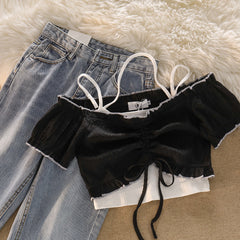 Top corto de dos piezas con cordón ajustable