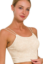 Washed Ribbed Seamless Double Strap Brami