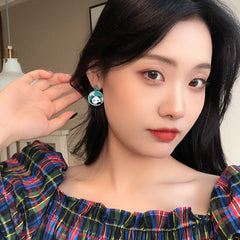 Lindos pendientes de hojas de bambú con forma de panda