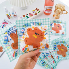 Bonjour Bear Plaid Ziplock-Beutel - 5 Stück