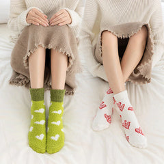 Calcetines de suelo de polar coral Retro Love