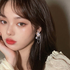 Pendientes de cadena con flecos y forma de iceberg