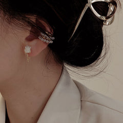 Französische Vintage Weiße Rosen Ohrringe