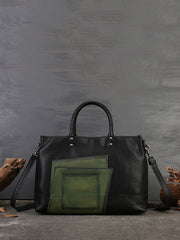 Women Leather Patchwork Large Capacity Hand Bag Shoulder Bag