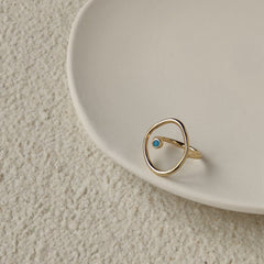 Anillo abierto ajustable de piedra azul