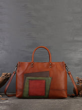 Women Leather Patchwork Large Capacity Hand Bag Shoulder Bag