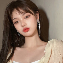 Pendientes de cadena con flecos y forma de iceberg