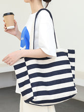 Women Casual Stripe Canvas Large Capacity Shoulder Bag