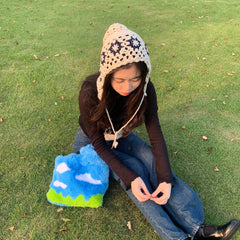 Precioso bolso de peluche con forma de nube de colores (diseño original)