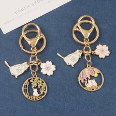 Lindo llavero de gato enamorado de dibujos animados