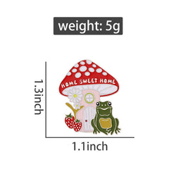 Lindo pin de rana con forma de hongo