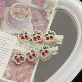 Pearl Cherry Heart Hair Clip