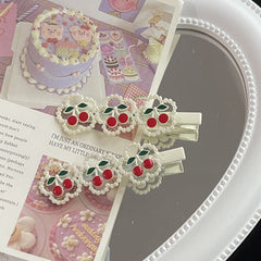 Pearl Cherry Heart Hair Clip