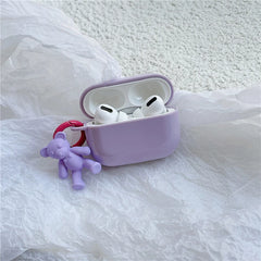 Estuche para Airpods con colgante de oso morado