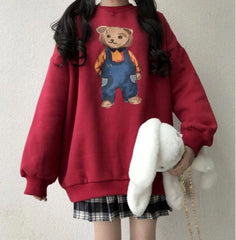 Sudadera con capucha suelta de oso lindo