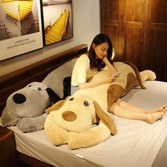110-130CM Riesengröße Weicher liegender Hund Plüschtiere Stofftier Schlafkissen Kissen Puppen für Kinder Baby Geburtstag Weihnachtsgeschenke