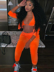 Sudadera y pantalones deportivos con cremallera de felpa sólida ROPA DEPORTIVA