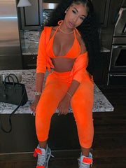 Sudadera y pantalones deportivos con cremallera de felpa sólida ROPA DEPORTIVA