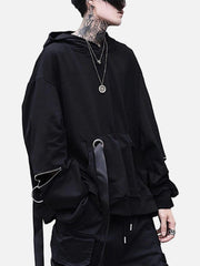 Function Dark Ribbons Zipper Hoodie