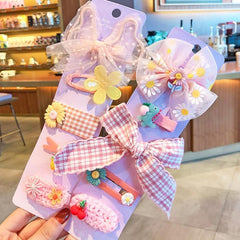 Net Yarn Bow Hairpin Set-5pcs
