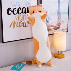 140 cm Komfortkissen, süßes, weiches, langes Katzenplüschtier, ausgestopftes Pausenkissen, Bürokissen, Bett, Schlafkissen, Heimgeschenk, Puppe für Kinder und Mädchen