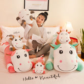 140cm Lovely Creative Milk Cow Plush Pillow Toys Soft Stuffed Cartoon Animal Cattle Doll Bedroom Sleeping Pillow Cushion