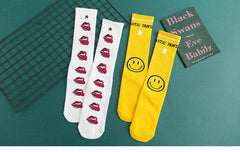 Cartoon Smiley mit roten Lippen