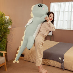 Peluche de dinosaurio grande y largo de 150 cm, adorable y suave, con forma de ángel, ideal como regalo de cumpleaños para niños y niñas.