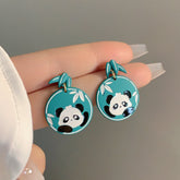 Lindos pendientes de hojas de bambú con forma de panda