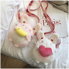 Bolso de hombro con forma de conejito de peluche