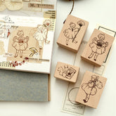 Herbstmädchen und Eichhörnchen Briefmarken