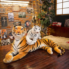 Peluche de tigre gigante de simulación auténtica de 170 cm, tamaño completo, Rey de la jungla, muñeco de peluche, regalo de Navidad para niños