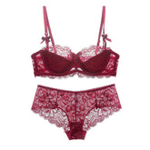 Sexy Lace Underwear Thin Bra Push Up Adjustable Bralette Set