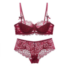 Sexy Lace Underwear Thin Bra Push Up Adjustable Bralette Set