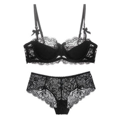 Sexy Lace Underwear Thin Bra Push Up Adjustable Bralette Set