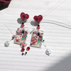 Pendientes de lazo de amor rojo