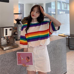 Camiseta arcoíris de niña dulce