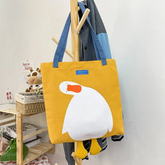 Bolso de hombro de lona con diseño de pato kawaii