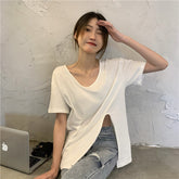 Summer Slit V-neck Tee