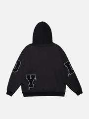 Fake Two Tassel Embroidery Letters Print Hoodie