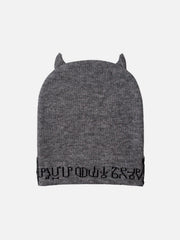 Dark Demon Head Print Wool Cap