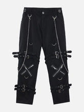 Punk Metal Buckle Chain Pants