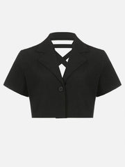 Back Cross Tie Hollow Crop Short Sleeve