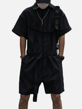 Functional Back Letters Embroidery Cotton Jumpsuit