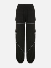 Asymmetric Zipper Reflective Strip Cargo Pants