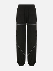 Asymmetric Zipper Reflective Strip Cargo Pants