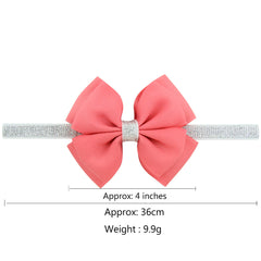1 Pcs Baby Hair Bow Flower Headband Silver Ribbon Hair