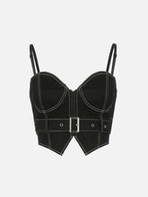 Topstitched Belt Cropped Vest