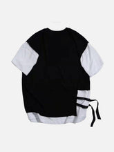 Splicing Single Side Buckle Tee
